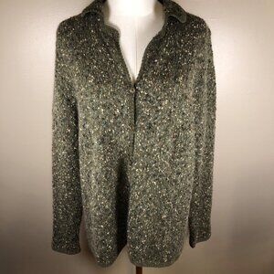 C.J. Banks Green Speckled Button-Front Cardigan Sweater Size 1X